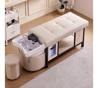 MegLob Head Care Shampoo Bed, Heavy Duty Shampoo Bed & Massage Table-in-1, Beauty Salon Thai Massage Shampoo Bed, Includs U-Shape Water Massage Backwash, Spa Resort Hair Salon Equipment,White
