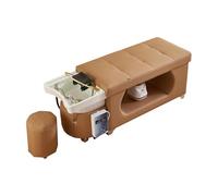 MegLob Head Spa Bed, Beauty Salon Thai Massage Shampoo Bed, Ergonomic Head Care Treatment for Spa Resort, Massage Table with U-Shape Water Massage, Resort Hotel Beauty Salon Equipment,Brown