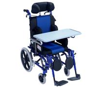MegLob High-Back Functional Wheelchair for Children and Adolescents with Cerebral Palsy; Features 180-Degree Recline,Headrest,and Elevating Footrests,A Medical Mobility Chair Suitable,Blue