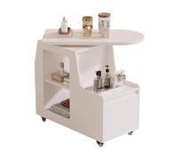 MegLob Lazy Susan Beauty Trolley Cart, Rotatable Heavy Duty Utility Salon Trolley, Compact Rolling Esthetician Trolley Cart, Spa Storage Stand with Wheels, Salon Accessories,White 40x70x75cm