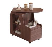 MegLob Lazy Susan Beauty Trolley Cart, Rotatable Heavy Duty Utility Salon Trolley, Compact Rolling Esthetician Trolley Cart, Spa Storage Stand with Wheels, Salon Accessories,Walnut 30x70x75cm