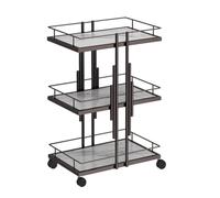 MegLob Metal Esthetician Trolley Cart, Modern Iron Beauty Salon Cart with Wheels, Rolling Esthetician Storage Tools Trolley, Heavy Duty Mobile Facial Trolley, for Spa Resort/Barber,Black