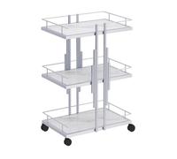 MegLob Metal Esthetician Trolley Cart, Modern Iron Beauty Salon Cart with Wheels, Rolling Esthetician Storage Tools Trolley, Heavy Duty Mobile Facial Trolley, for Spa Resort/Barber,Silver