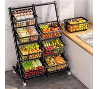 MegLob Mobile Retail Display Rack Cart, Candy Potato Chip Metal Wire Display Shelf with Wheels, Candy Display Rack for Snacks & Treats, Rolling Store Display Shelving Organizer,Black