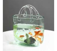 MegLob Open Glass Aquarium, Handbag Shaped Fish Tank, Special Shaped Transparent Betta Fish Tank, 2 in 1 Vase & Aquarium Container, Living Room Vase Decorations, Modern Aquarium for Girls,Green