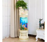 MegLob Roman Column aquarium, Dexule Big Fish Tank for Living Room, Acrylic Easy to Maintain Large Aquarium for Betta Fish, Retro Fiberglass Aquarium