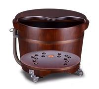 MegLob Rosewood Bucket Foot Bath Basin, Rolling Wooden Foot Soaking Tub, Feet Spa Soaking Basin Bucket with Wheels, with Acupressure Massage Points, Home Pedicure Foot Spa