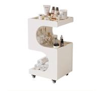 MegLob S-Shaped Esthetician Trolley Cart, Heavy Duty Utility Beauty Salon Trolley, Professional Facial Trolley for SPA Center, Storage for Salon, Barbershop, Spa & Tattoo Studio,White
