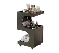 MegLob S-Shaped Esthetician Trolley Cart, Heavy Duty Utility Beauty Salon Trolley, Professional Facial Trolley for SPA Center, Storage for Salon, Barbershop, Spa & Tattoo Studio,Black