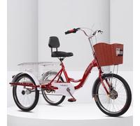 MegLob Tricycle Bike for Adults, 3 Wheel Cargo Bikes Adult Trikes 20 Inch, Three Wheel Beach Cruiser Bike for Woman, Three-Wheeled Bicycles Cruise Trike with Large Shopping Basket,Red Pro