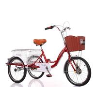 MegLob Tricycle Bike for Adults, 3 Wheel Cargo Bikes Adult Trikes 20 Inch, Three Wheel Beach Cruiser Bike for Woman, Three-Wheeled Bicycles Cruise Trike with Large Shopping Basket,Red