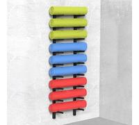 MegLob Wall Mounted Yoga Mat Holder, Metal Home Gym Storage Rack, Heavy Duty Yoga Studio Accessories Organizer, Floating Shelf And Hooks for Hanging Foam Roller,Black