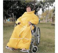 MegLob Wheelchair Blanket with Detachable Sleeves, Winter Rainproof and Windproof Lap Blanket for Elderly, Portable Thickened Ponchos Jacket for Wheelchair,Yellow for Child