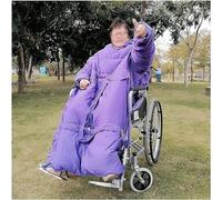 MegLob Wheelchair Blanket with Detachable Sleeves, Winter Rainproof and Windproof Lap Blanket for Elderly, Portable Thickened Ponchos Jacket for Wheelchair,Purple for Adult