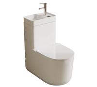 MegLob White Ceramic Toilet Featuring an Integrated Sink on The Tank, Including A Hot/Cold Faucet and Fittings; Standard 12-Inch Rough-in, 16-Inch Seat Height;Toilet for Home Bathrooms,Left