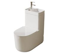 MegLob White Ceramic Toilet Featuring an Integrated Sink on The Tank, Including A Hot/Cold Faucet and Fittings; Standard 12-Inch Rough-in, 16-Inch Seat Height;Toilet for Home Bathrooms,Right