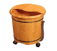 MegLob Wooden Foot Soaking Tub with Lid, Portable Foot Deep Soaking Tub, Mobile Feet Bath Basin Soaking Bucket for Adults, Home SPA Foot Bath Basin for Soaking Feet,40cm