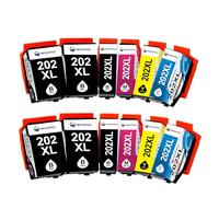 MEGOFFICE 202XL Ink Cartridges Compatible for Epson 202 XL for Expression Premium XP6000 XP6005 XP6100 XP6105(4 black/2 Photo black/2 Cyan/2 Magenta/2 Yellow, 12 pack)