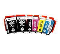 MEGOFFICE 202XL Ink Cartridges Compatible for Epson 202 XL for Expression Premium XP6000 XP6005 XP6100 XP6105(2 black/1 Photo black/1 Cyan/1 Magenta/1 Yellow, 6 pack)