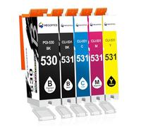MEGOFFICE 530XXL 531XXL Ink Cartridges Replacement for PGI-530 CLI-531 XXL Compatible for Canon Pixma TS8750 TS8751(PGBK/Black/Cyan/Magenta/Yellow, 5 Pack)