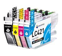 MEGOFFICE LC421XL Ink Cartridges Compatible with Brother LC 421 XL ink cartridge for DCP-J1050DW DCP-J1140DW MFC-J1010DW Printers(Black Cyan Magenta Yellow, 4 Pack)