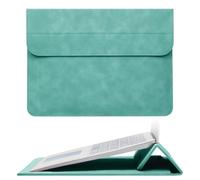 Megoo 14" Slim Laptop Sleeve Case with Stand for Samsung Galaxy Book 13.3", MacBook Air 13.3"/13.6"/Pro 14.2", Microsoft Surface Laptop 13.5", Leather Case for 13" 14" Tablet Chromebook Notebook(Cyan)