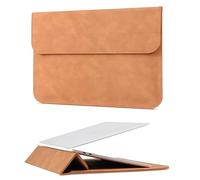 Megoo 15" Laptop Sleeve PU Stand Case for Samsung Galaxy Book 15.6", Microsoft Surface Laptop 7/6/5/4/Book 15.6", MacBook Air 15.3"/Pro 16.2", Slim Carry Case for 15" 16" Chromebook Notebook(Brown)