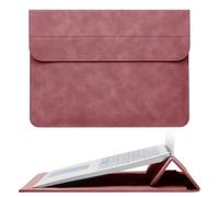 Megoo 15" Slim Laptop Case Sleeve for Samsung Galaxy Book 15.6", MacBook Air 15.3"/Pro 16.2", Microsoft Surface Laptop 15.6", Leather Case with Stand for 15" 16" Chromebook Notebook(WineRed)