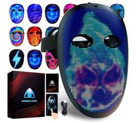megoo Led Mask with App Bluetooth Programmable Customized,Led Electronic Digital Light Up Mask Halloween for Costume DJ Masquerade Rave Cosplay Birthday Party,Led Full Face Shining Mask for Adult Kid