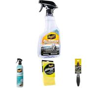 Meguiar All Surface Interior Cleaner, Air Re-Fresher Odor Fighting Spray - New Car Scent, Supreme Shine Microfibre Car Cleaning Towel & Meguiar Hair and Fibre Removal Brush