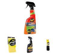 Meguiar Hybrid Ceramic Waterless Wash & Wax, Supreme Shine Microfibre Car Cleaning Towel, Heavy Duty Multi-Purpose Cleaner & Meguiar X1902EU Supreme Microfibre Wheel Brush