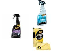 Meguiar’s Interior Detailer, Glass Cleaner and 3x Towel Bundle | Interior Cleaner, Anti-Hazing Glass Spray and Microfibre Towels for Natural-Look Surfaces and Streak-Free Clarity