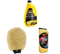 Meguiar's A7301 Luxurious Lamb's Wool Car Wash Mitt: soft & safe - Includes Ultimate Car Wash & Wax & Water Magnet Drying Towel