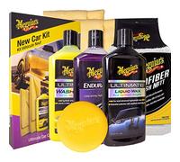 Meguiar's Brilliant Solutions New Car Kit for New Car Owners | Ultimate Wash and Wax, Liquid Wax, High Gloss Tire Gel and Microfiber Essentials