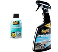 Meguiar's G16402EU Whole Car Air Re-Fresher Odour Eliminator Mist New Car Scent Air Bomb 59ml, Black & G4216EU New Car Scent Interior Dash & Trim Protectant 473ml. Cleans, shines & protects