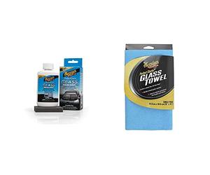 Meguiar's G8504EU Perfect Clarity Glass Sealant 118ml relentlessly repels rain & X190301EU Ideal Clarity Glass Towel