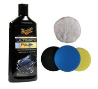 Meguiars Ultimate Polish With 125mm Draper Polishing Buffing Mitt And Pads