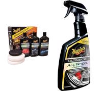 Meguiar's ULTPCKITEU Ultimate Paint Care Kit: 3 step process for the perfect paint finish. Contains & G180124EU Ultimate All Wheel Cleaner Iron Remover 709ml, Changes colour as it cleans!