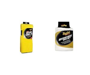 Meguiar's X1905EU Supreme Microfibre Car Cleaning Drying Towel XL, Yellow - Includes Super Thick Microfibre Wash Mitt
