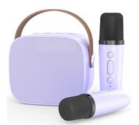 MEGUO Mini Karaoke Machine,Funny Toys Christmas Birthday Gifts for Kids Age 4-12 Girls,Boys,Adults, Karaoke Microphone Toys for 4,5,6,7,8,9,10,11,12+ Year Old Girls Boys (Purple 2 mics)