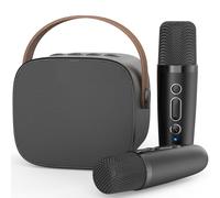 MEGUO Mini Karaoke Machine,Funny Toys Christmas Birthday Gifts for Kids Age 4-12 Girls,Boys,Adults, Karaoke Microphone Toys for 4,5,6,7,8,9,10,11,12+ Year Old Girls Boys (Black 2 mics)