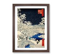 Meguro Drum Bridge And Sunset Hill By Utagawa Hiroshige Asian Japanese Framed Print | A2 Walnut Framed Wall Art | Ready to Hang | Asian Music Picture | Living Room Bedroom Lounge Office