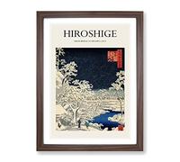 Meguro Drum Bridge And Sunset Hill By Utagawa Hiroshige Exhibition Museum Asian Japanese Framed Print | A4 Walnut Framed Wall Art | Ready to Hang | Asian Music Picture | Living Room Lounge Office