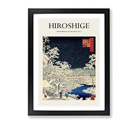 Meguro Drum Bridge And Sunset Hill By Utagawa Hiroshige Exhibition Museum Asian Japanese Framed Print | A4 Black Framed Wall Art | Ready to Hang | Asian Music Picture | Living Room Lounge Office