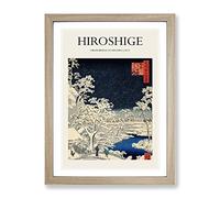 Meguro Drum Bridge And Sunset Hill By Utagawa Hiroshige Exhibition Museum Asian Japanese Framed Print | A4 Oak Framed Wall Art | Ready to Hang | Asian Music Picture | Living Room Bedroom Lounge Office