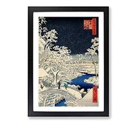 Meguro Drum Bridge and Sunset Hill by Utagawa Hiroshige Framed Print | A2 Black Framed Wall Art | Ready to Hang | Asian Music Picture | Living Room Bedroom Lounge Office