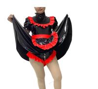 MEGVBASOI OverSized Lockable SISSY Dress PVC Lolita Maid Costumes Cosplay Cross Dressing Uniform Apron, Red, 6XL