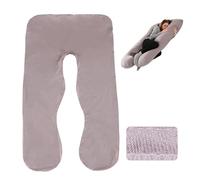 MEGYAD Pregnancy Pillow Cover, U-Shaped Pillowcase: Cotton Removable Side Sleeper Pillow Cover, Replacement Cover for Adults, Nursing Pillow, Pregnancy Comfort Pillow, 140 x 80 cm, Grey