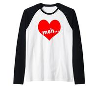 Meh Big Red Heart Funny Valentine Holiday Anti Valentine Raglan Baseball Tee