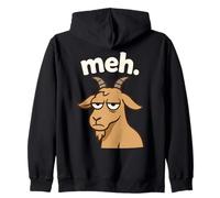 Meh Funny Sarcastic Goat Lover Animal Graphic Zip Hoodie